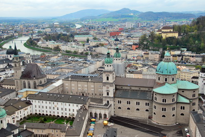 another view from HohenSalzburg Fortress with Salzach river & Dom
